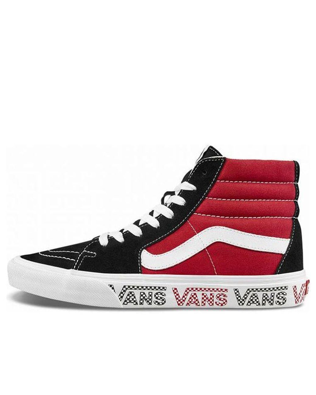 Vans Sk-hi Sidewall Logo Black Racing Red Suede Skate Shoes for Men | Lyst