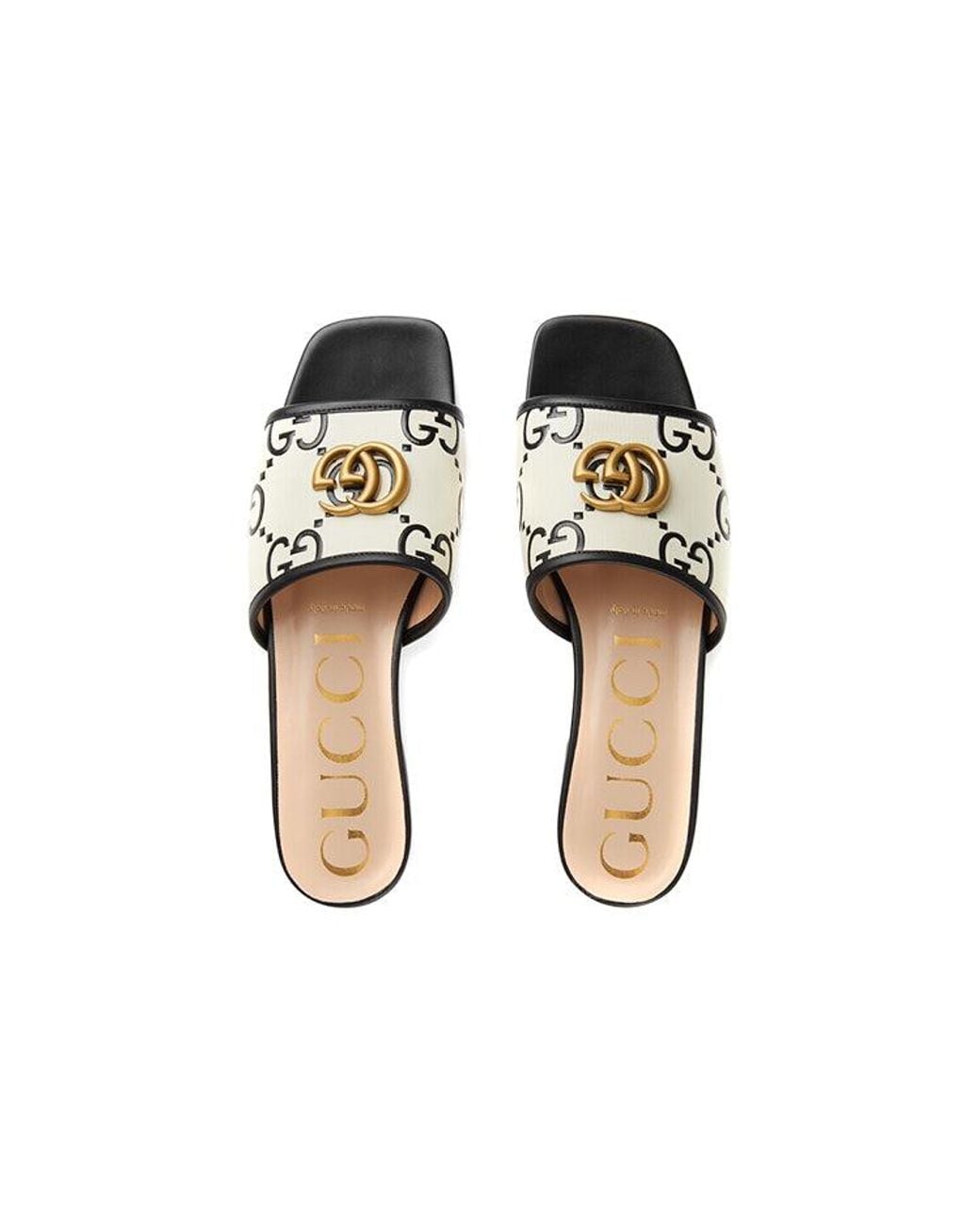 Gucci White (Wmns) Gg Slide Sandal Leather