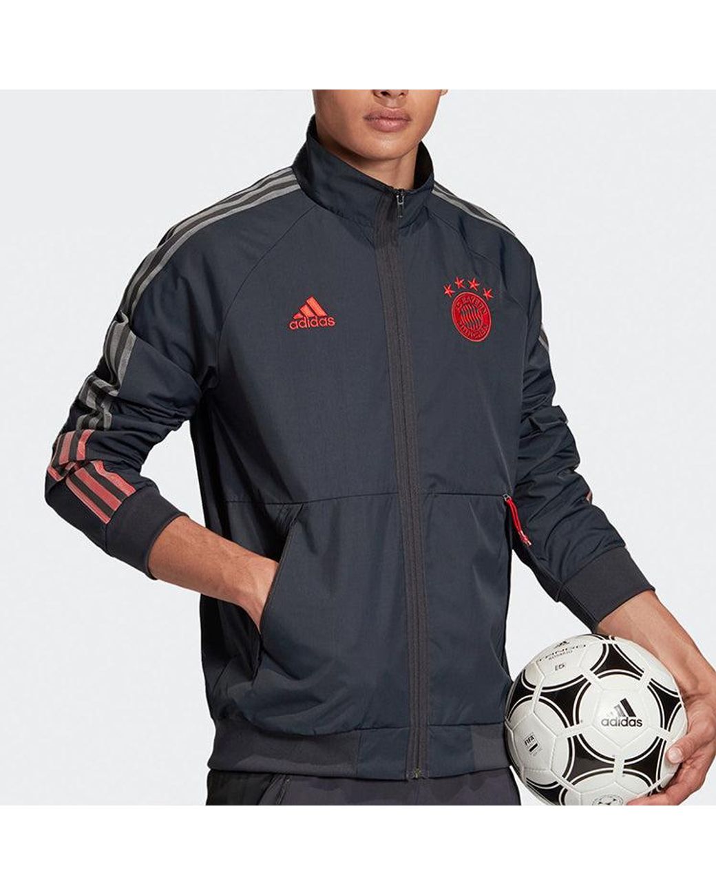 Adidas Blue Fcb Anthem Jkt Bayern Munich Soccer/Football Training Sports Jacket for men