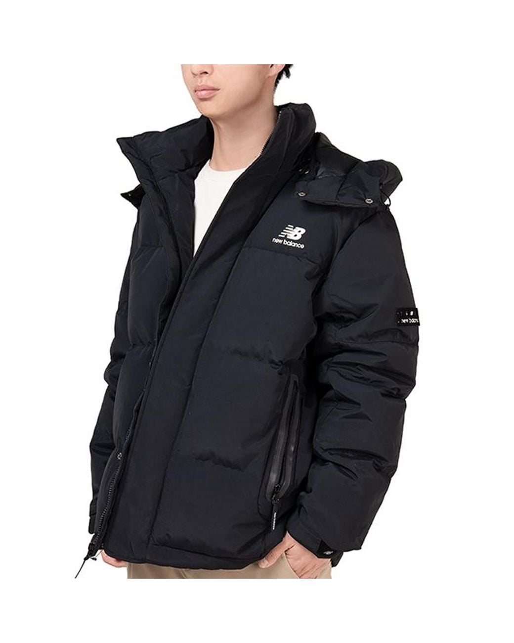 New Balance Blue Warm Hooded Down Jacket for men