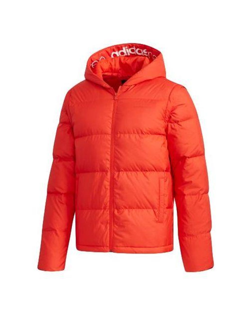 adidas Neo Sports Hooded Detachable Long Sleeves Down Jacket Orange Red for  Men | Lyst