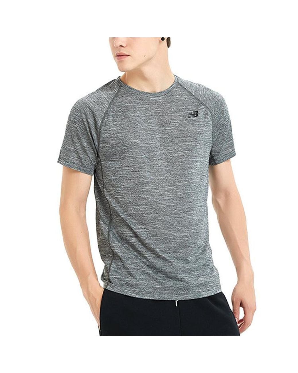 New Balance Gray Quick Dry Short Sleeve for men
