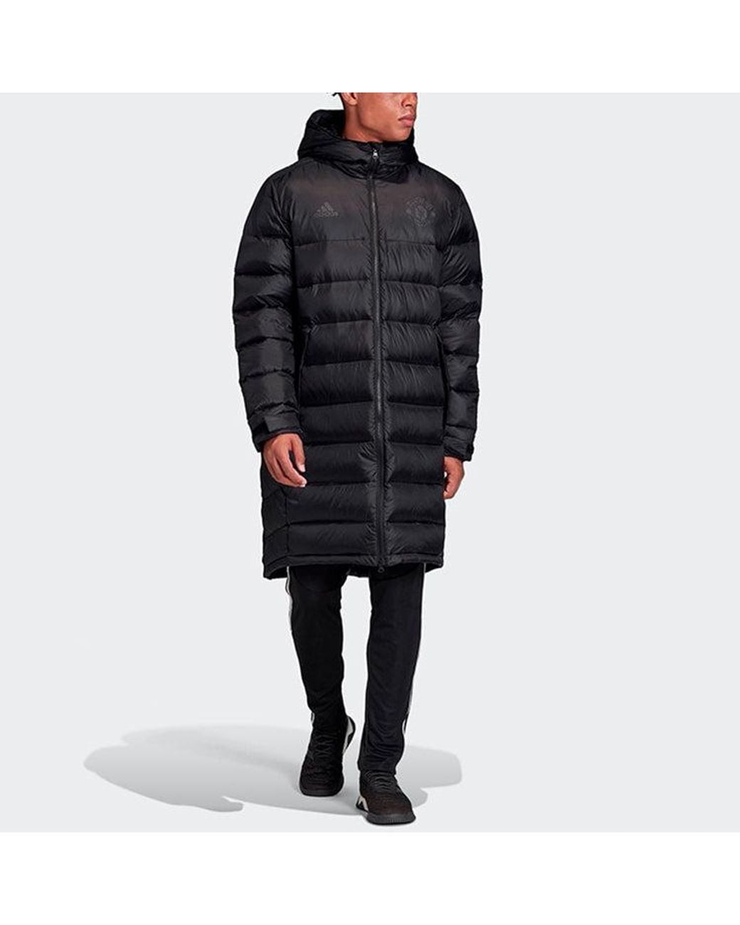 Adidas Black Stay Warm Solid Color Soccer/Football Hooded Down Jacket for men