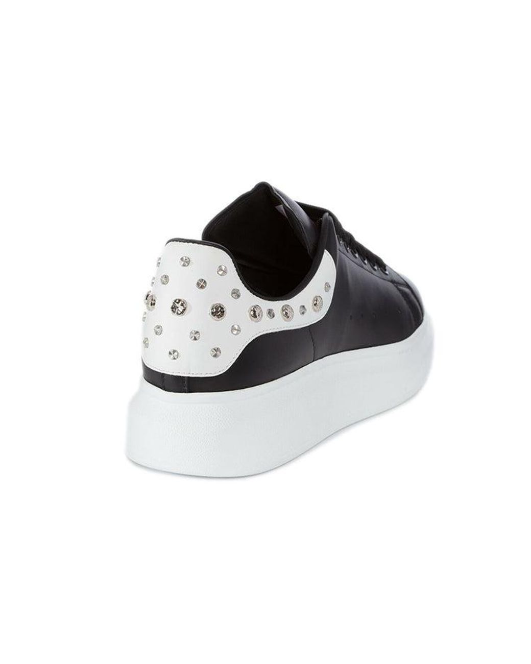 McQueen Black Oversized Studded Leather Sneakers for men