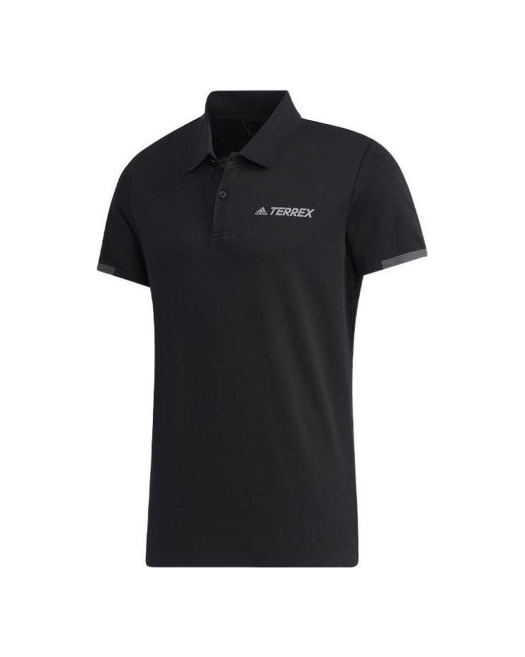 Adidas Black Solid Color Alphabet Printing Short Sleeve Polo Shirt for men