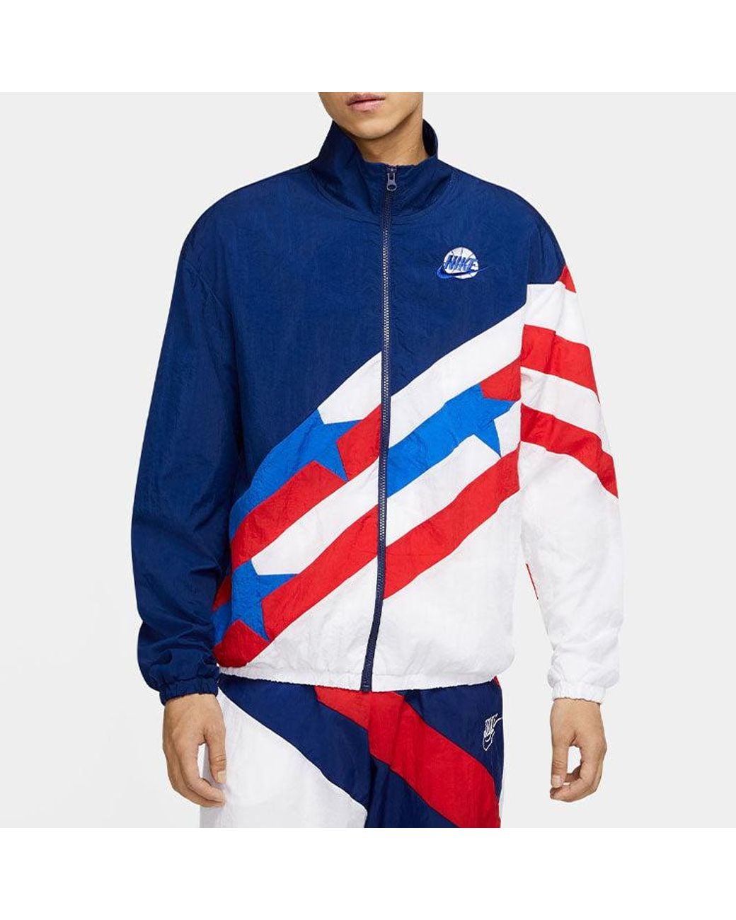 Nike Blue As Nk Throwback Jkt Jacket Wvn Void for men