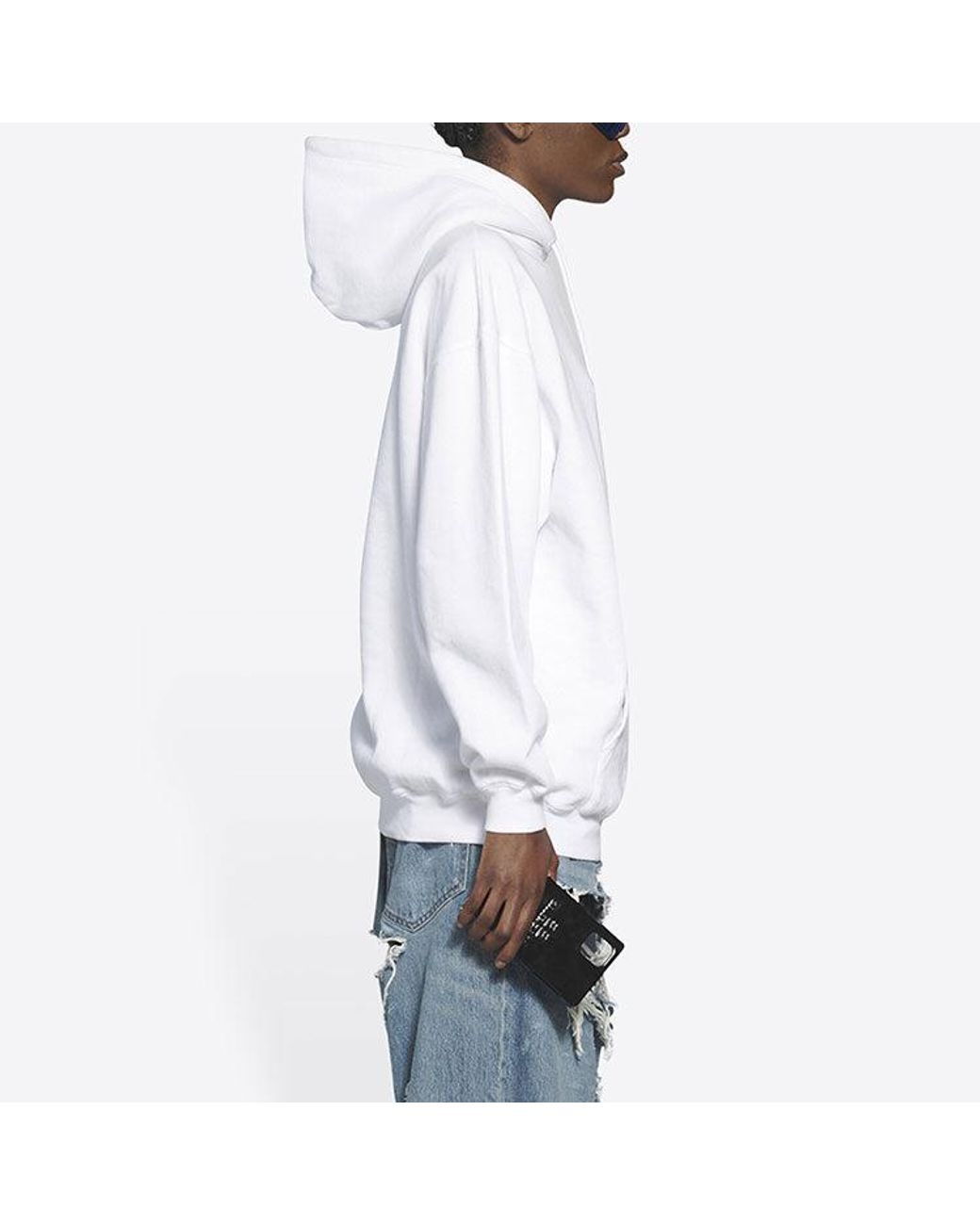 Balenciaga White Bb Pixel Medium Fit Hoodie