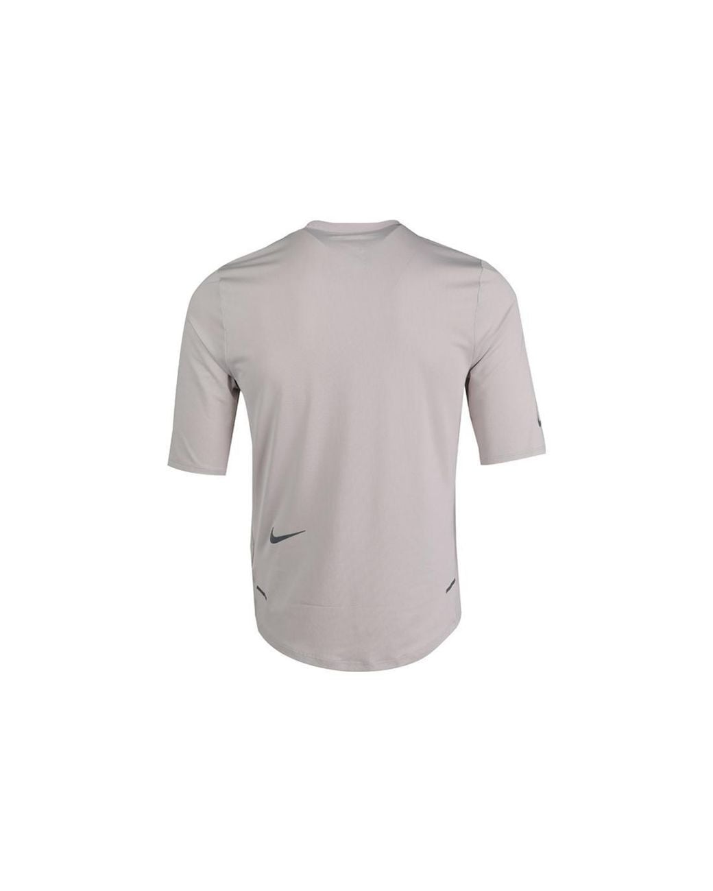 Nike Gray Nueric Printing Haf Zipper Breathabe Running Short Seeve Khaki for men