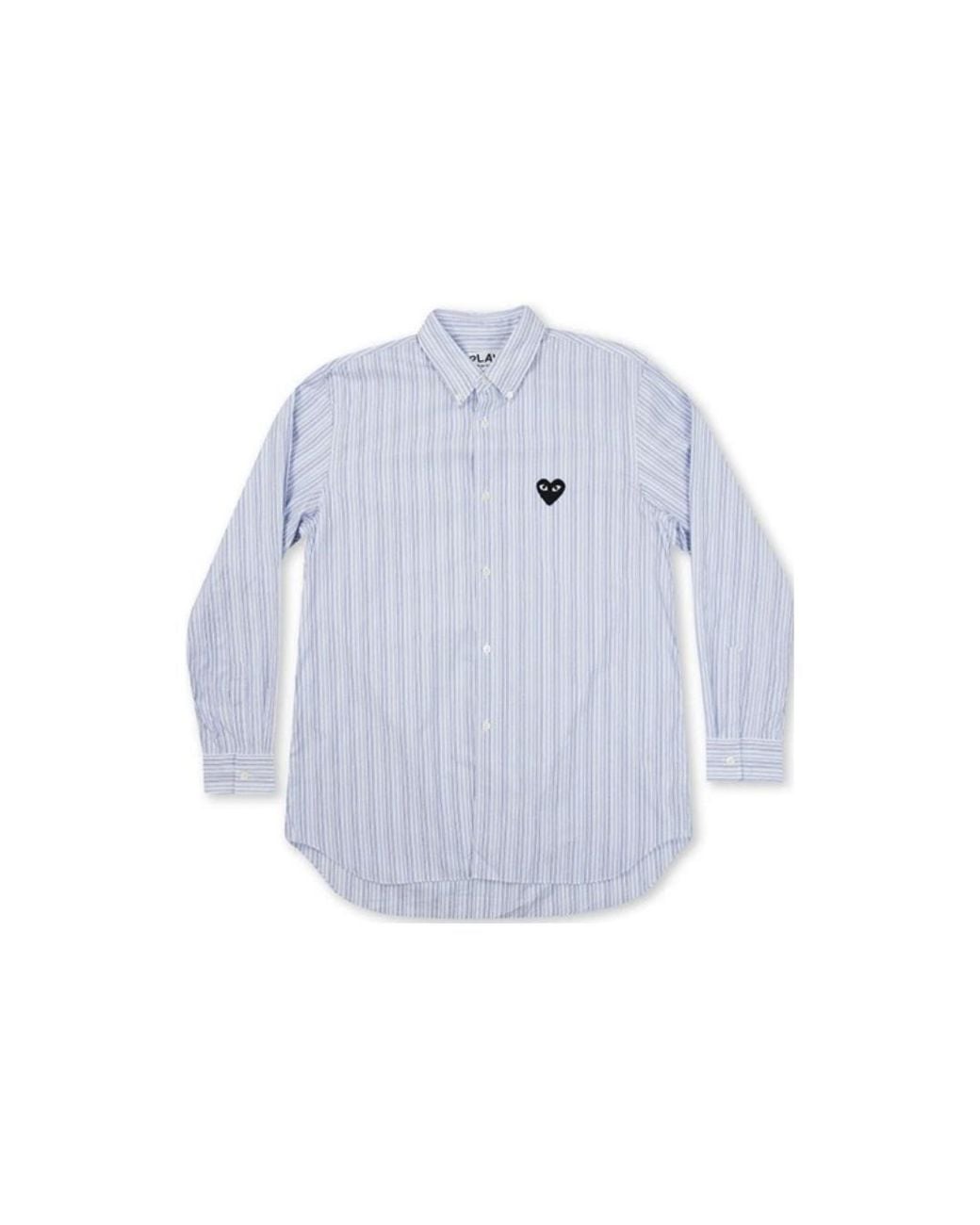 COMME DES GARÇONS PLAY Blue (Wmns) Striped Shirt Emblem