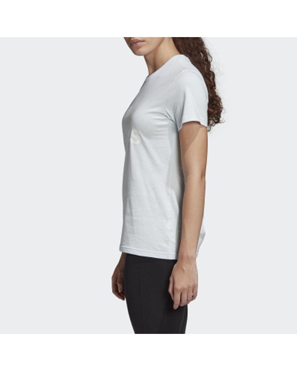 Adidas Blue (Wmns) Logo Printing Round Collar Short Sleeve