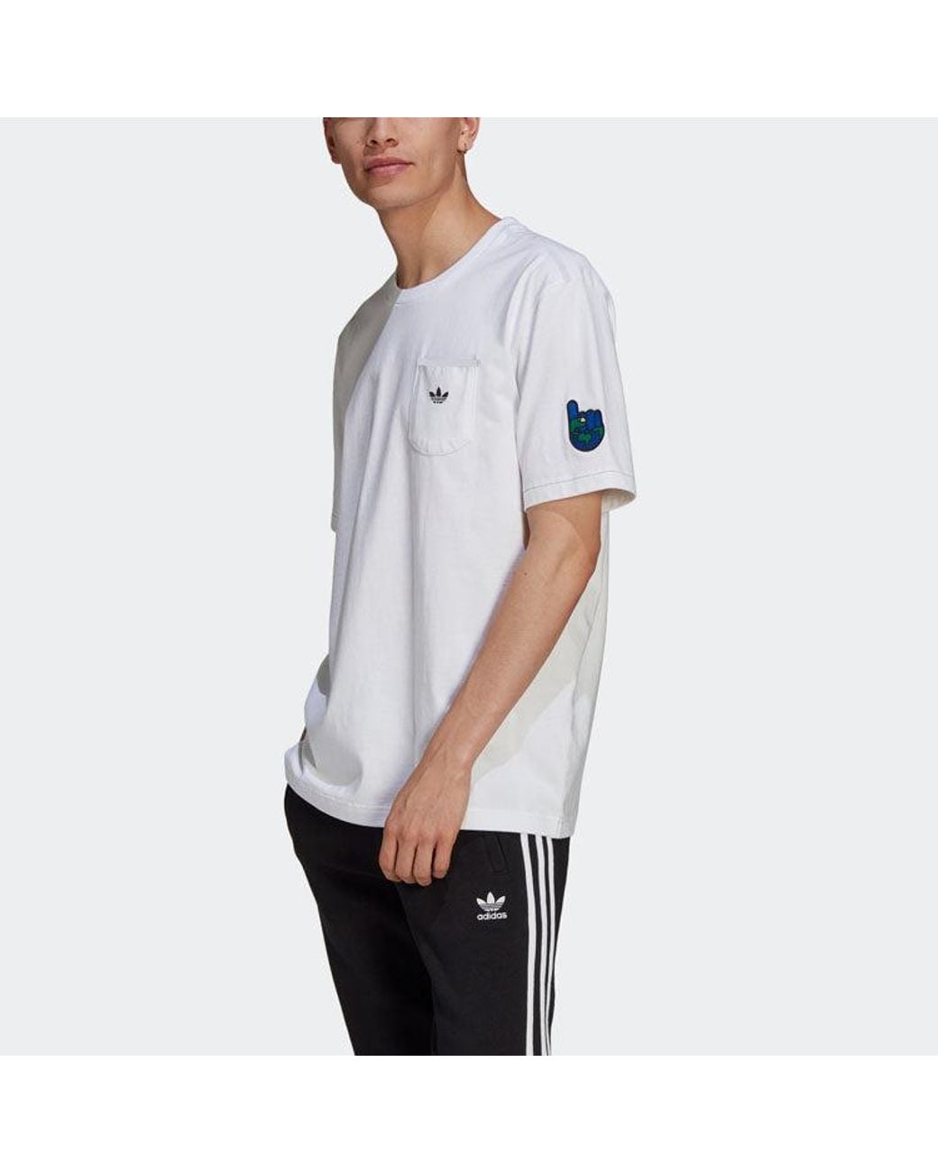 Adidas White Originals Artist Tee Ss Funny Printing Sports Round Neck Short Sleeve for men