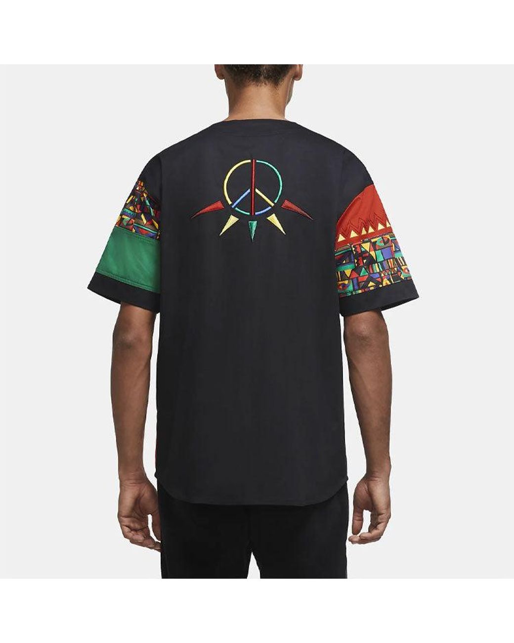 Nike Red Geometry Pattern Splicing Design Short Sleeve Jacket for men
