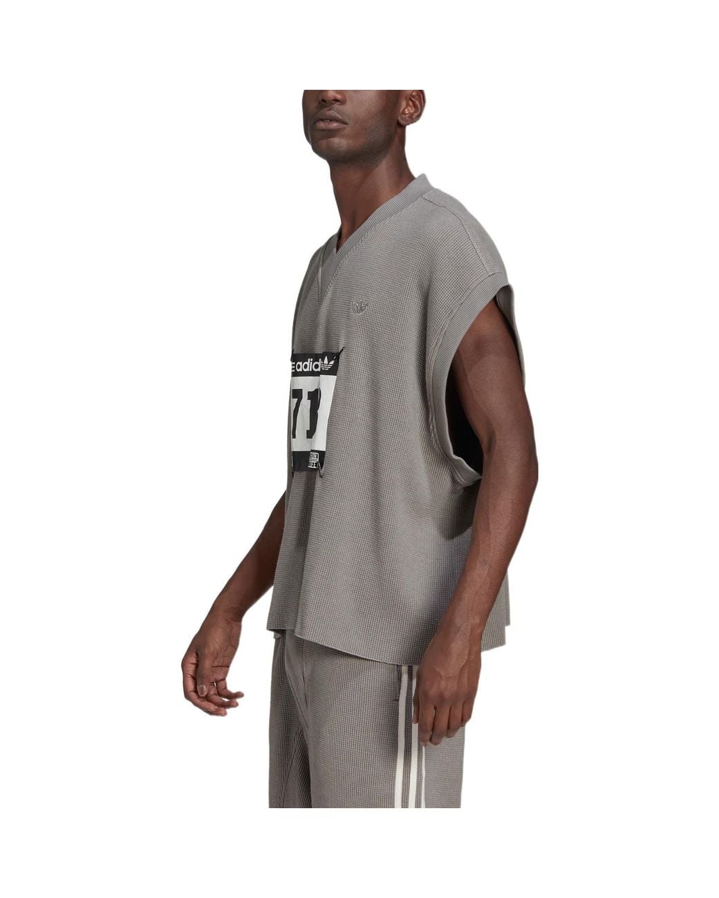 Adidas Gray Originals Version Detachable Solid Color Athleisure Casual Sports V Neck Vest for men