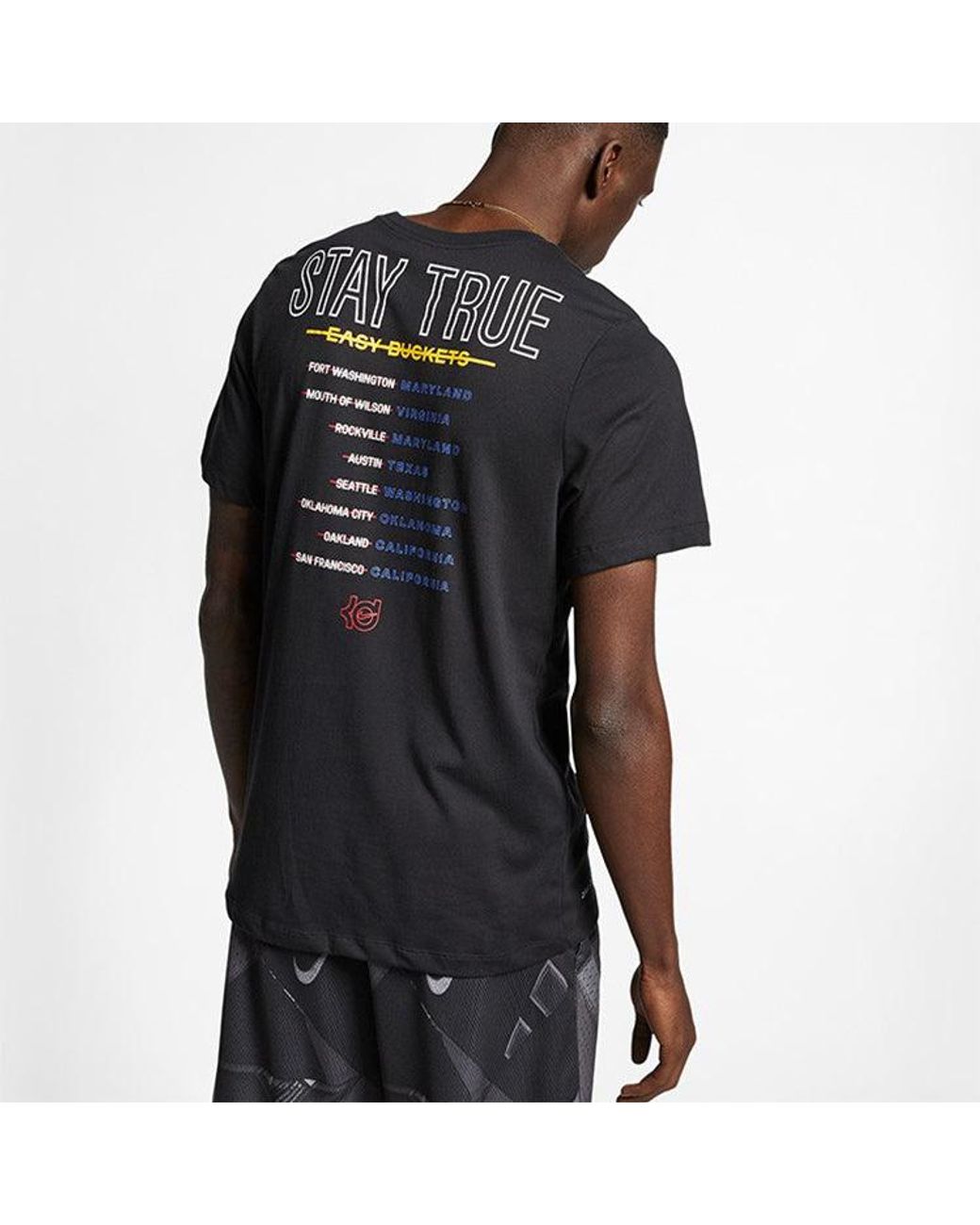 Nike Black Kd Dri-Fit Alphabet Portrait Printing Short Sleeve for men