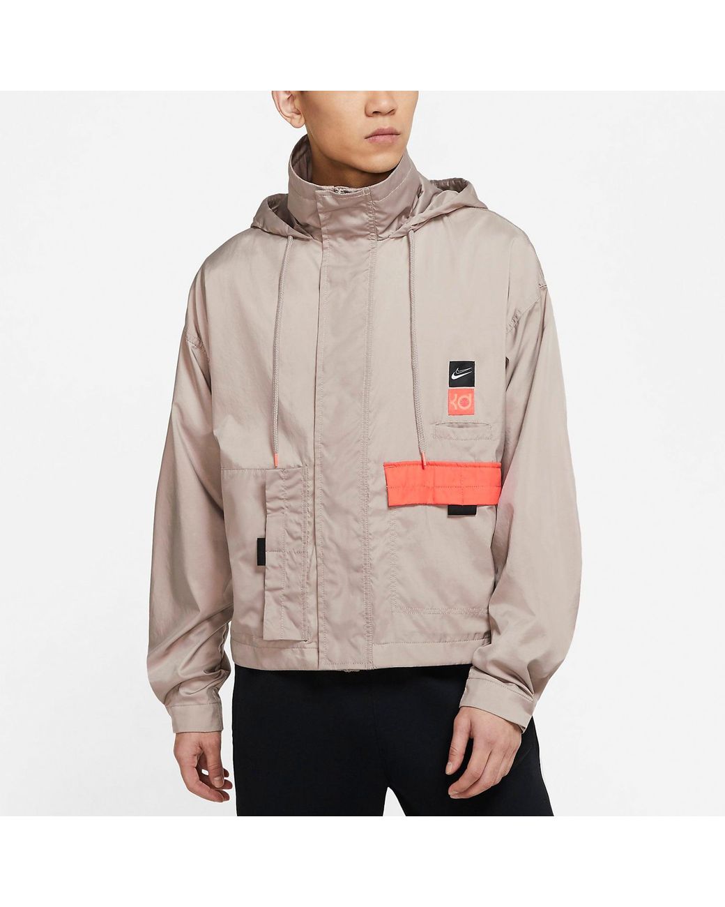 Nike Gray Kd Swoosh Embroidered Pattern Woven Basketball Jacket for men