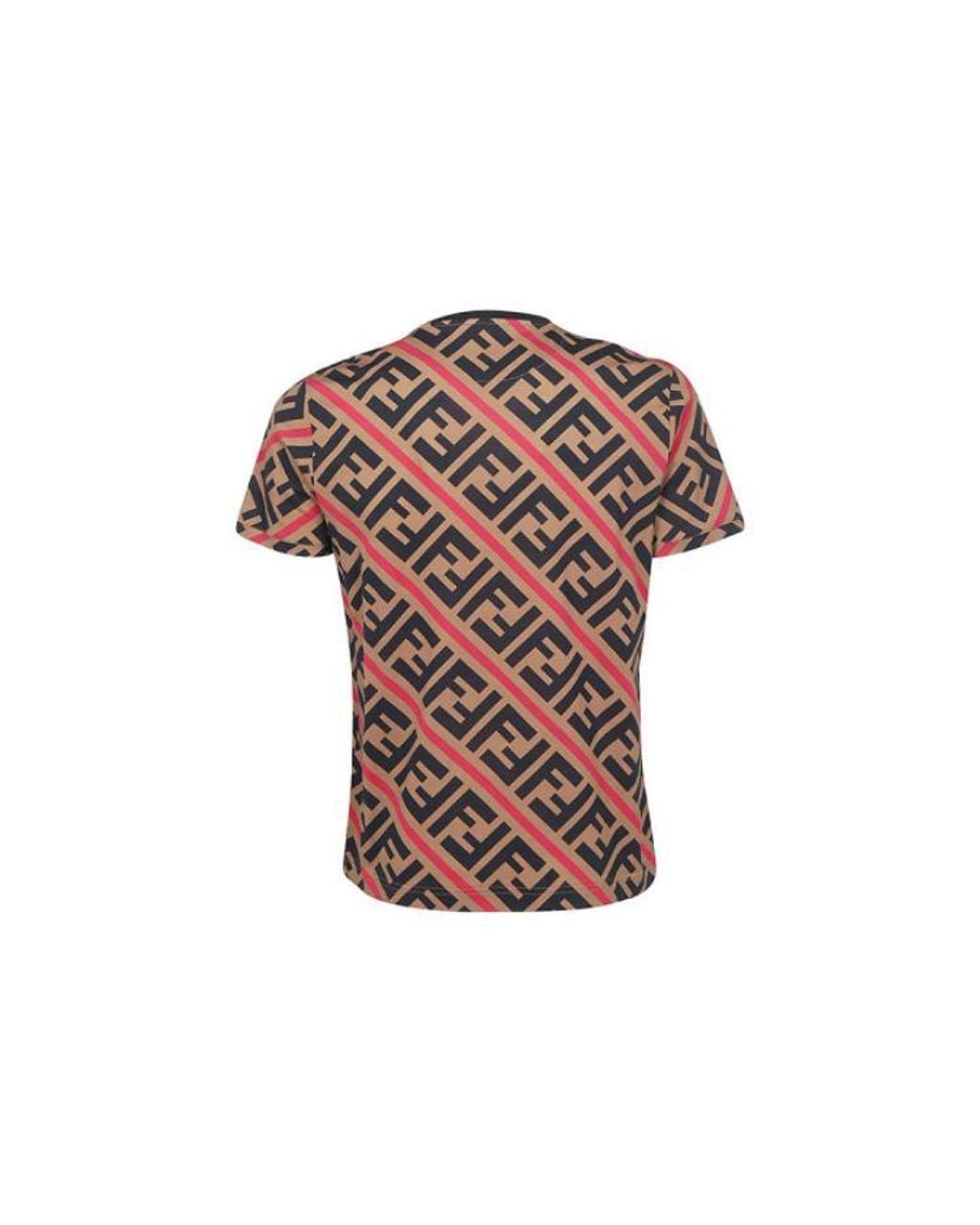 Fendi Black Ss21 Ff Pattern Printing Short Sleeve for men