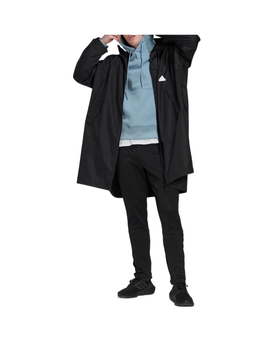Adidas Black Logo Solid Color Hooded Jacket Windbreaker for men