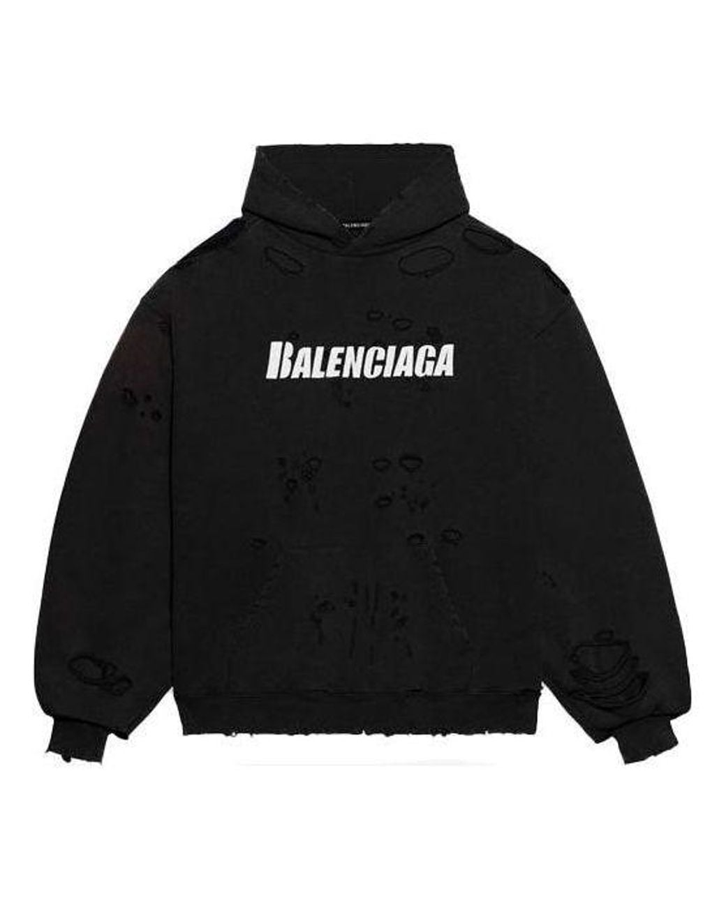 Balenciaga Black Caps Destroyed Hoodie for men
