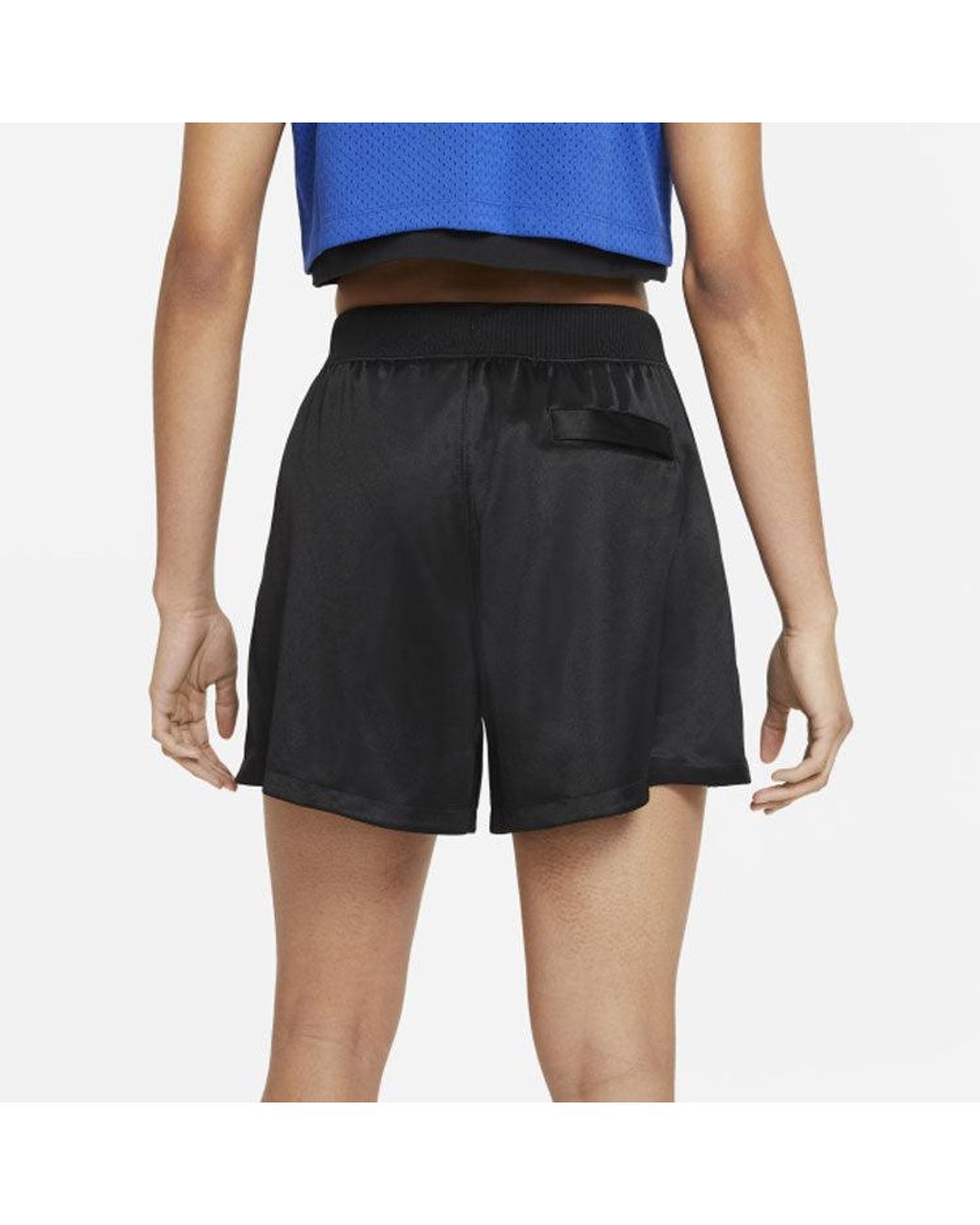 Nike Blue (Wmns) X Aleali May Crossover Basketball Sports Contrasting Colors Drawstring Splicing Shorts