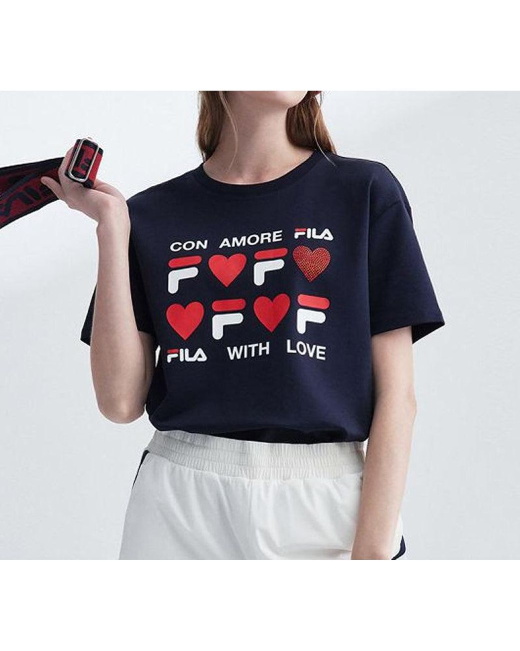 Fila Blue (Wmns) Logo Love Printing Short Sleeve