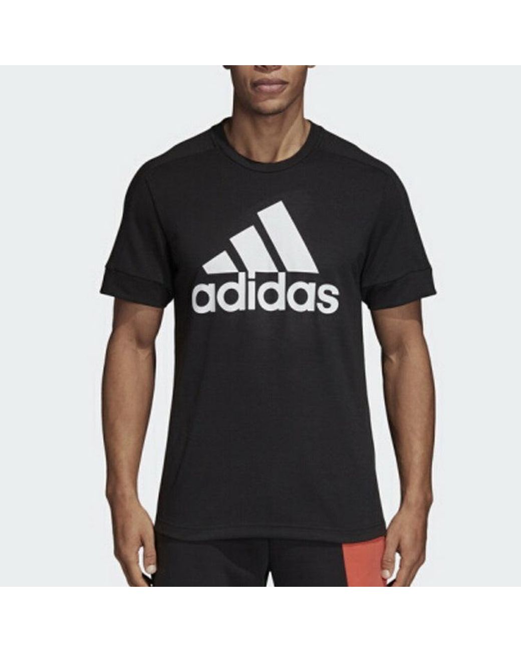 Adidas Black Large Logo Printing Round Neck Pullover Short Sleeve T-Shirt for men