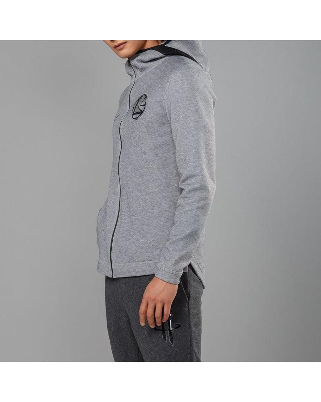Nike Gray Warriors Showtime Sports Logo Casual Jacket Cardigan for men