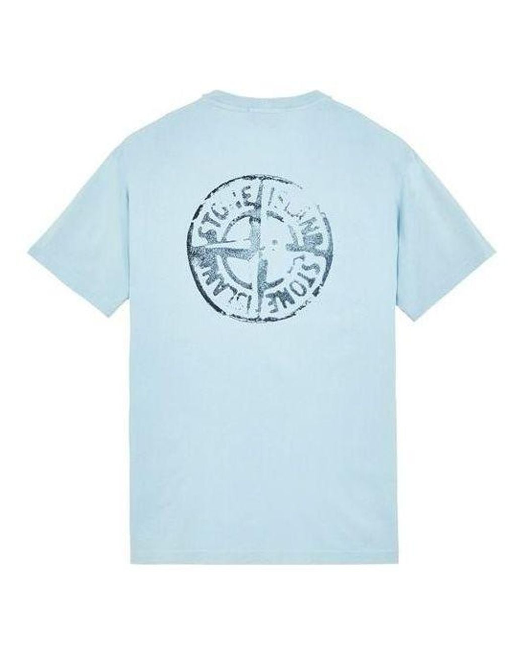 Stone Island Blue Plain Logo T-Shirt 'Light' for men
