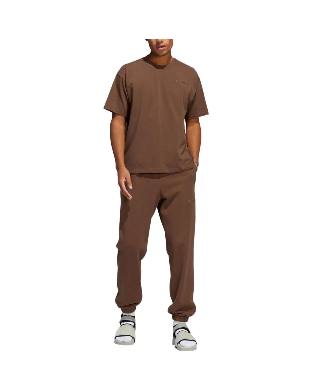 Adidas Brown Originals X Pharrell Williams Crossover Solid Color Bundle Feet Straight Sports Pants for men