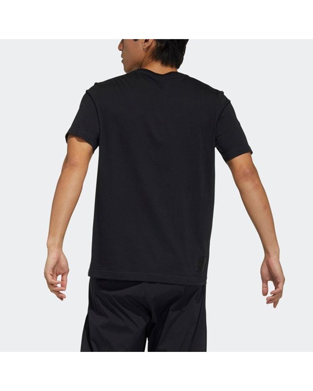 Adidas Black Wj T Gfx Series Printing Athleisure Casual Sports Round Neck Short Sleeve for men
