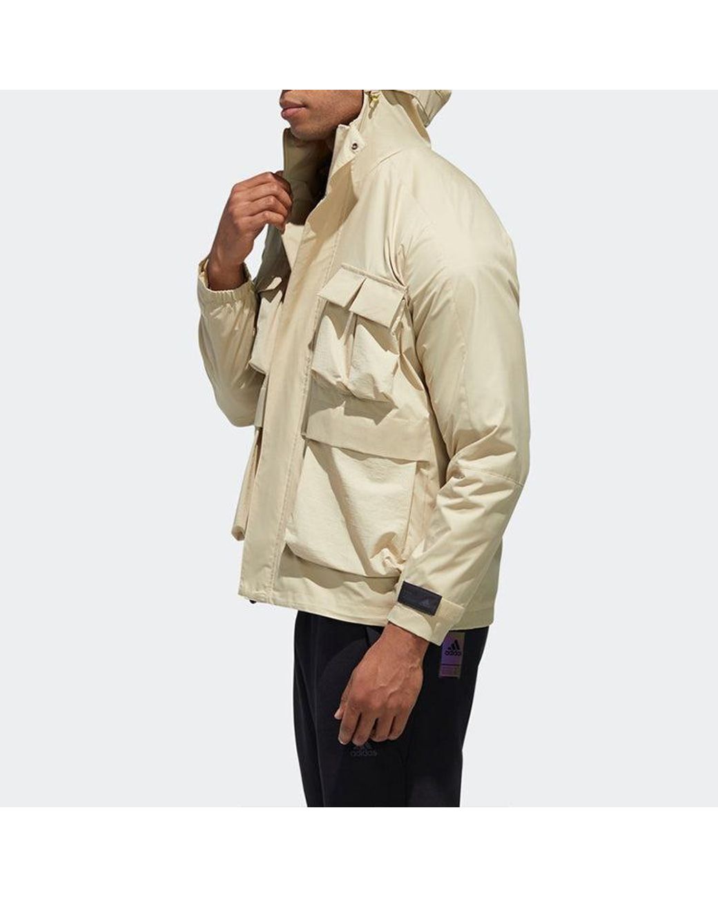 Adidas Natural Th Wb Jkt Multiple Pockets Sports Hooded Windbreaker Jacket for men
