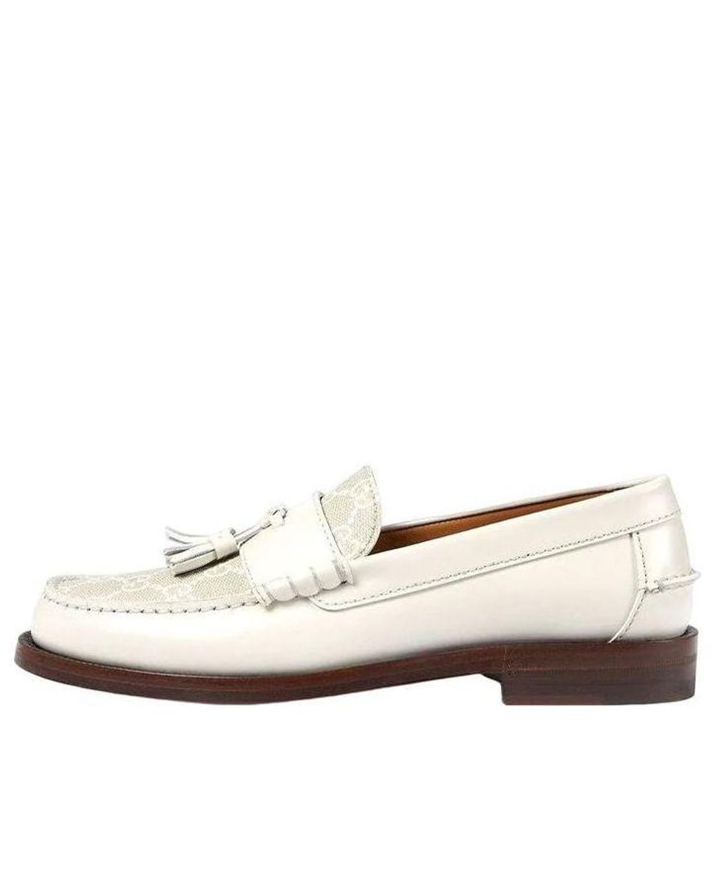 Gucci White (Wmns) Gg Supreme Tassel Loafers
