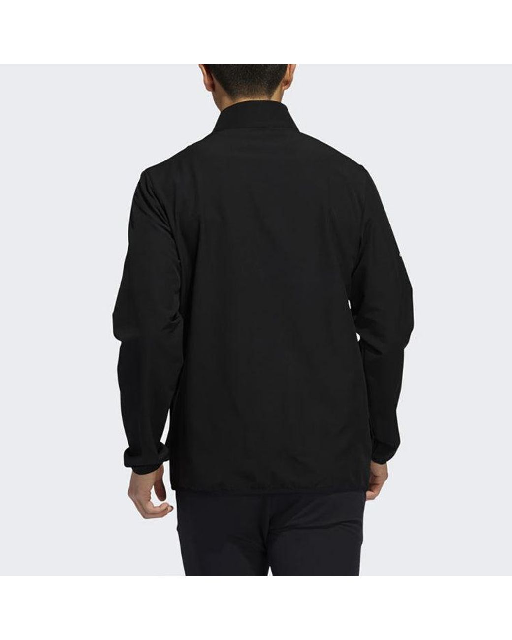Adidas Black Golf Sports Windproof Woven Stand Collar Jacket for men