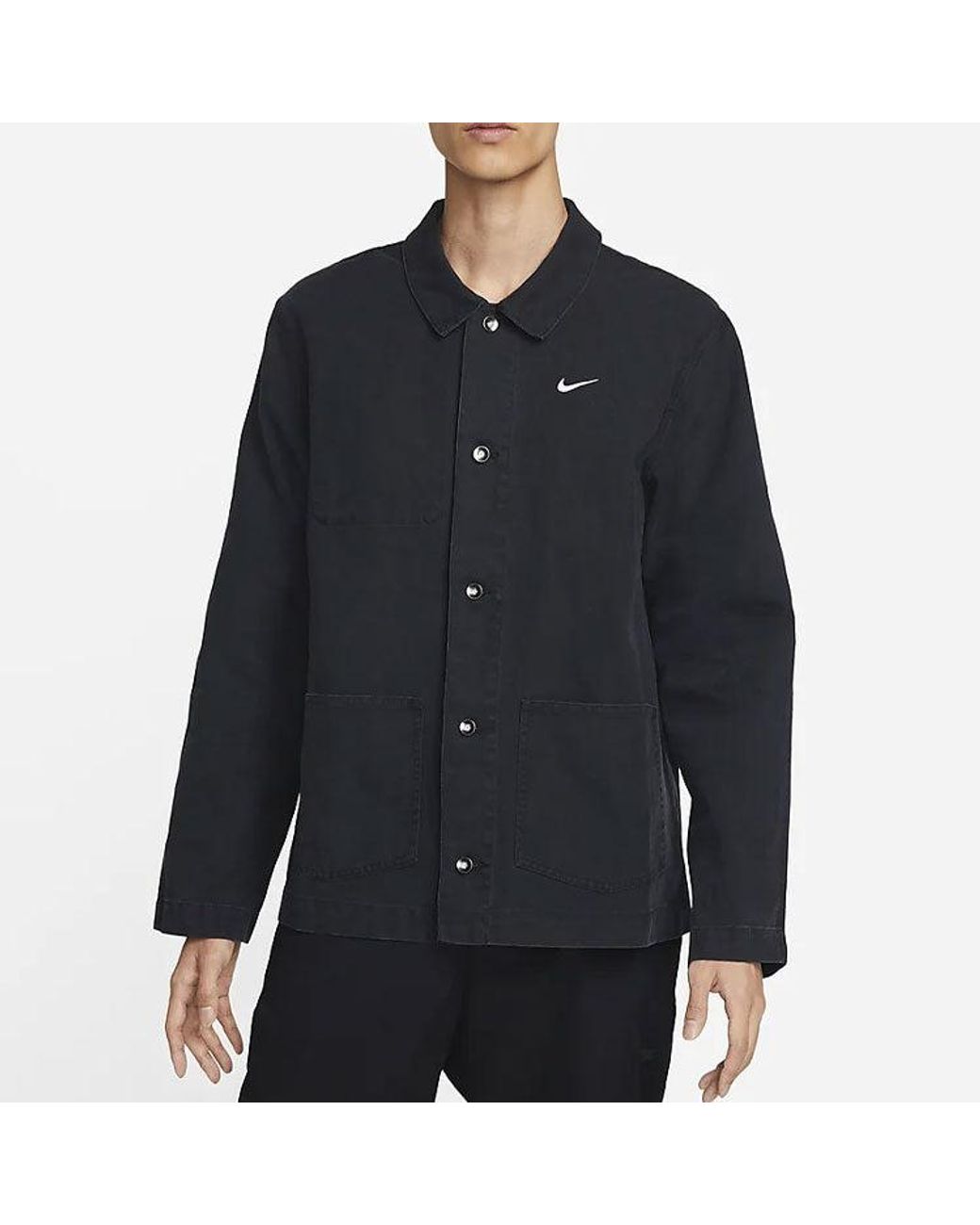 Nike Blue Solid Color Logo Lapel Casual Long Sleeves Autumn Jacket for men