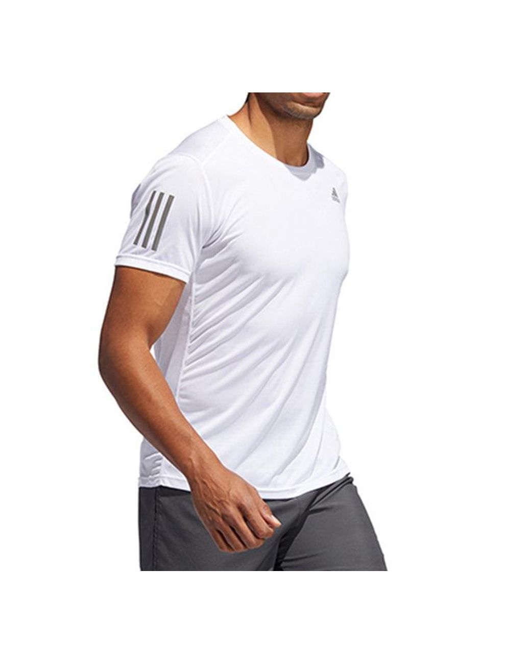 Adidas White Own The Run Tee Running Short Sleeve for men