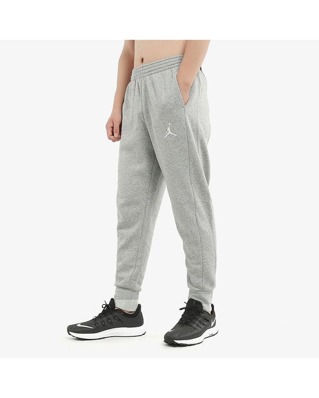 Nike Gray Flight Fleece Embroidered Logo Fleece Lined Bundle Feet Sports Pants/Trousers/Joggers for men