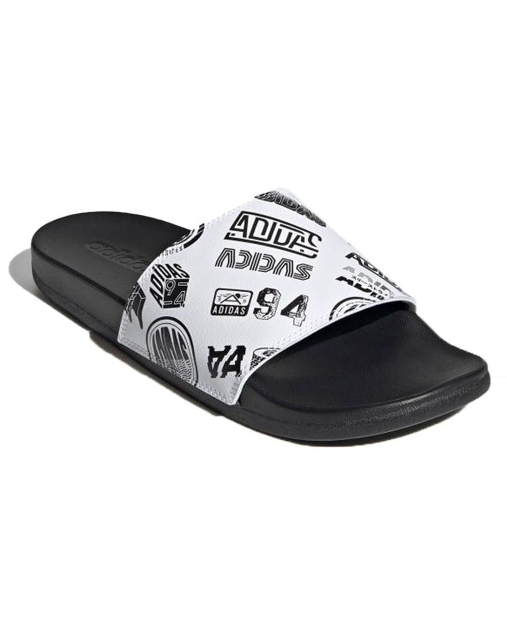 Adidas Black Adilette Comfort Slide 'All Over Logos for men