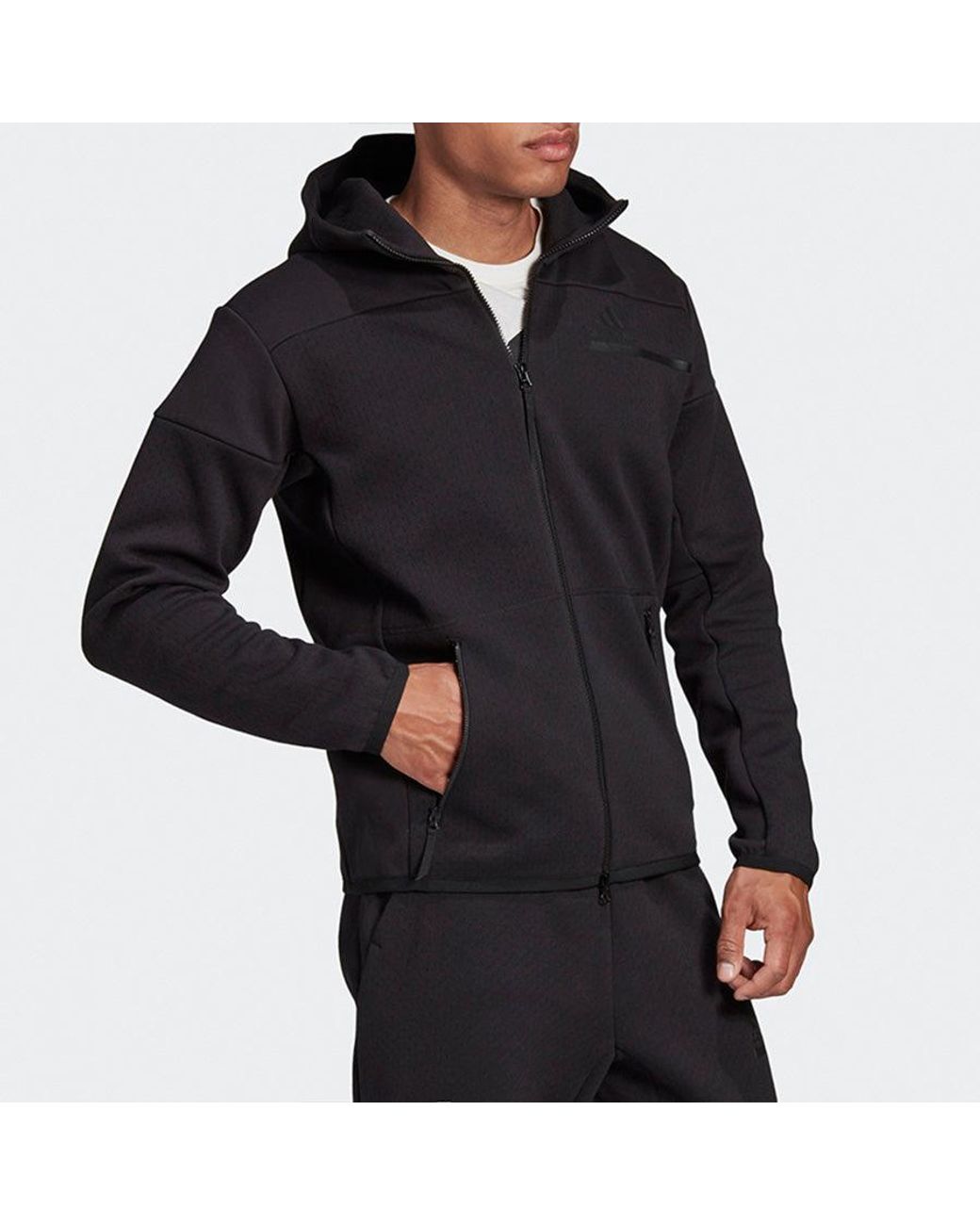Adidas Blue Sports Stylish Zipper Hooded Jacket for men