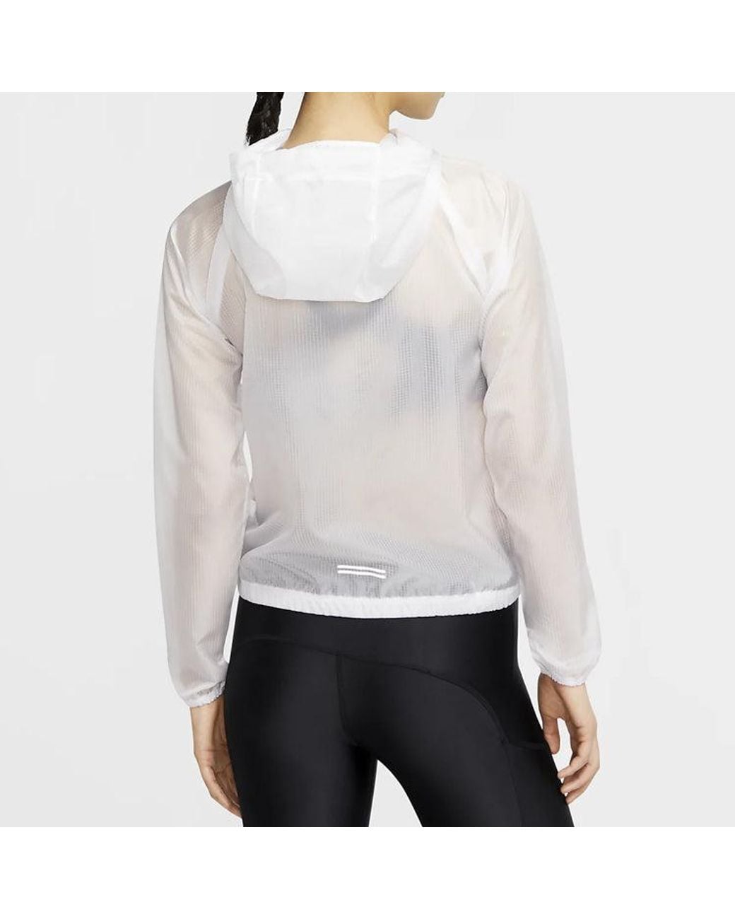Nike White (Wmns) Zipper Cardigan Hooded Running Jacket
