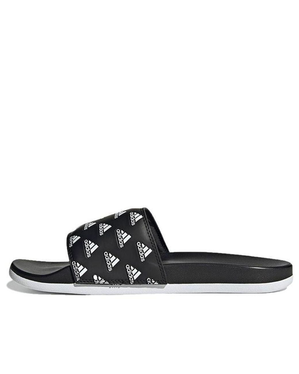 Adidas Black Adilette Comfort Slide 'Repeat Logo for men
