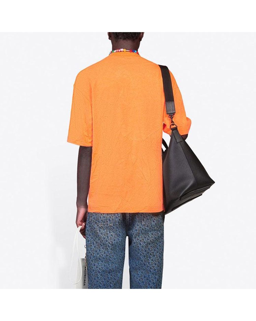Balenciaga Orange Languages Logo T-Shirt for men