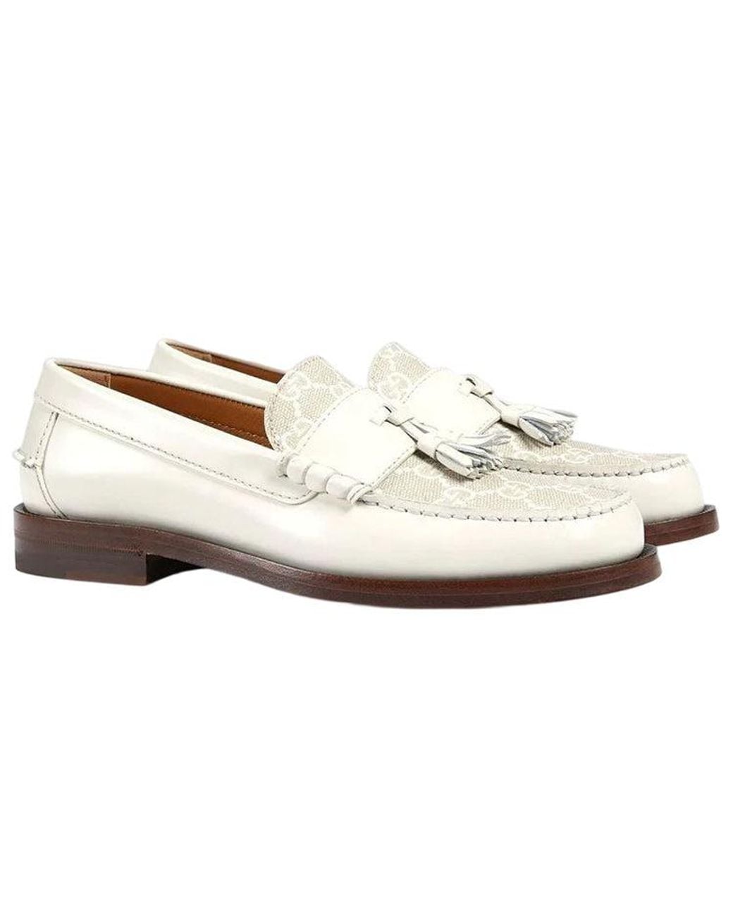 Gucci White (Wmns) Gg Supreme Tassel Loafers