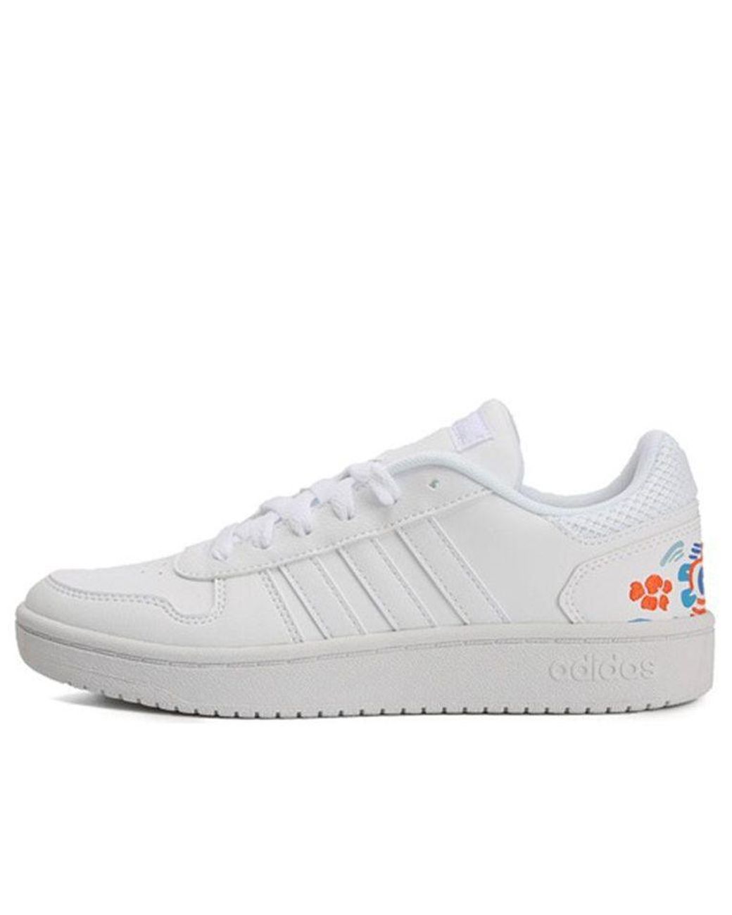 Adidas White (Wmns) Hoops 2.0 Embroidered