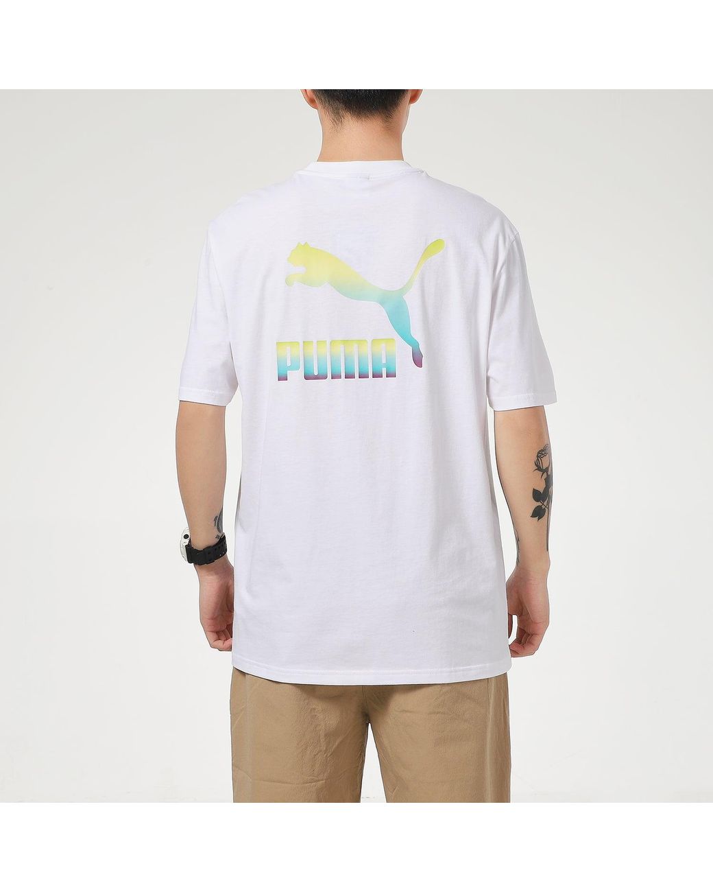 PUMA White Classic Logo Tee for men