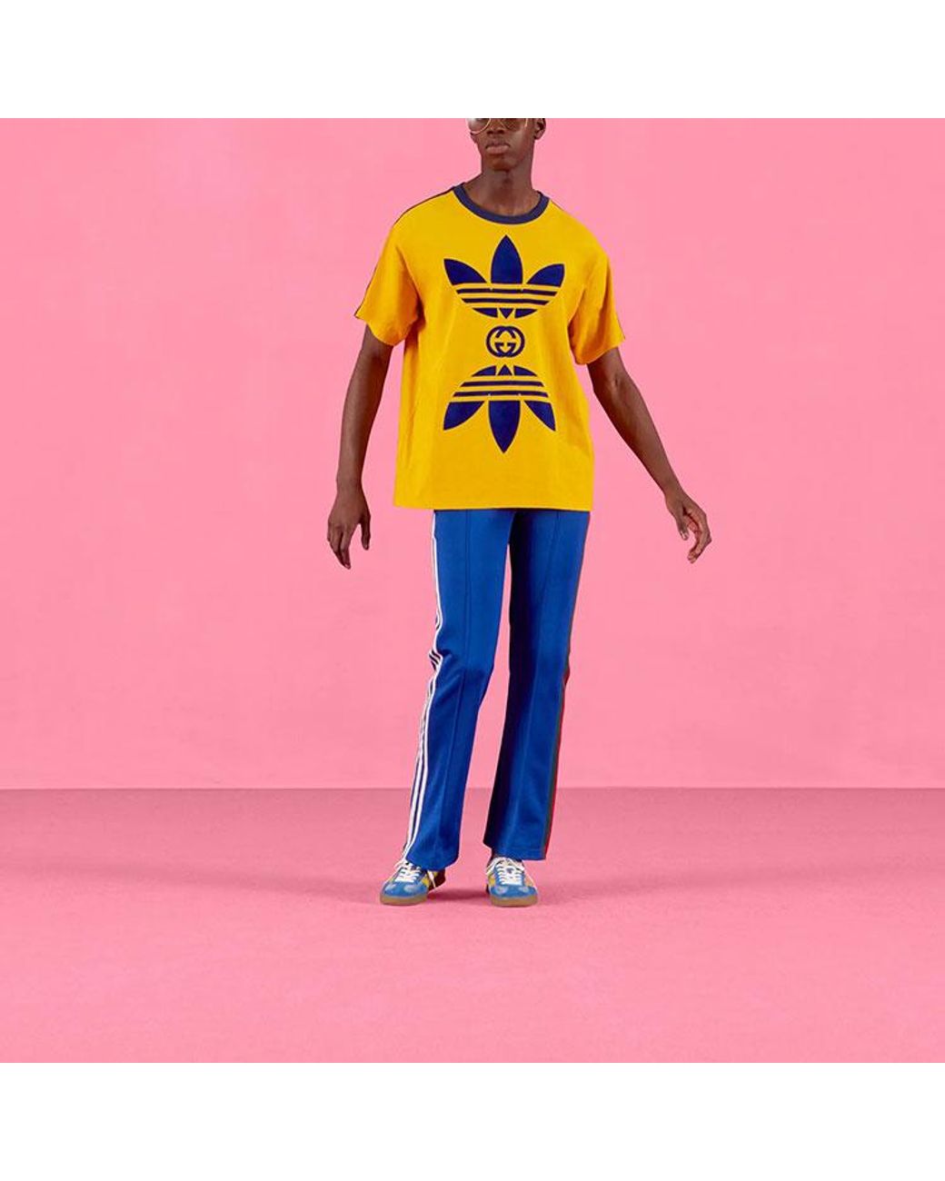 Gucci X Adidas Cotton Jersey T-Shirt in Yellow | Lyst UK