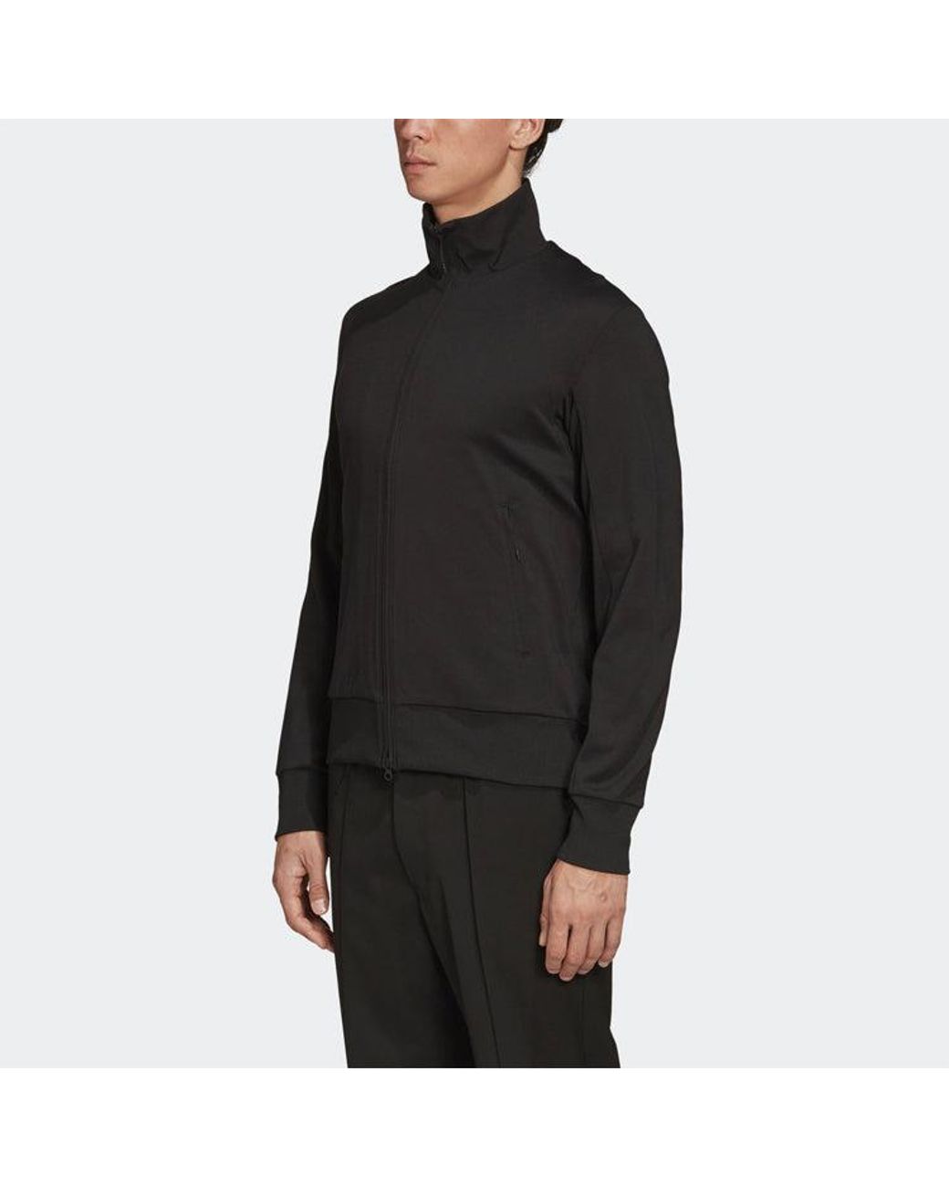 Adidas Black Y-3 Printing Logo Stand Collar Zipper Long Sleeves Jacket for men