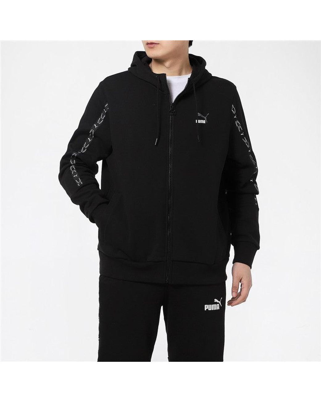 PUMA Black Elevate Hooded Full-Zip Jacket for men