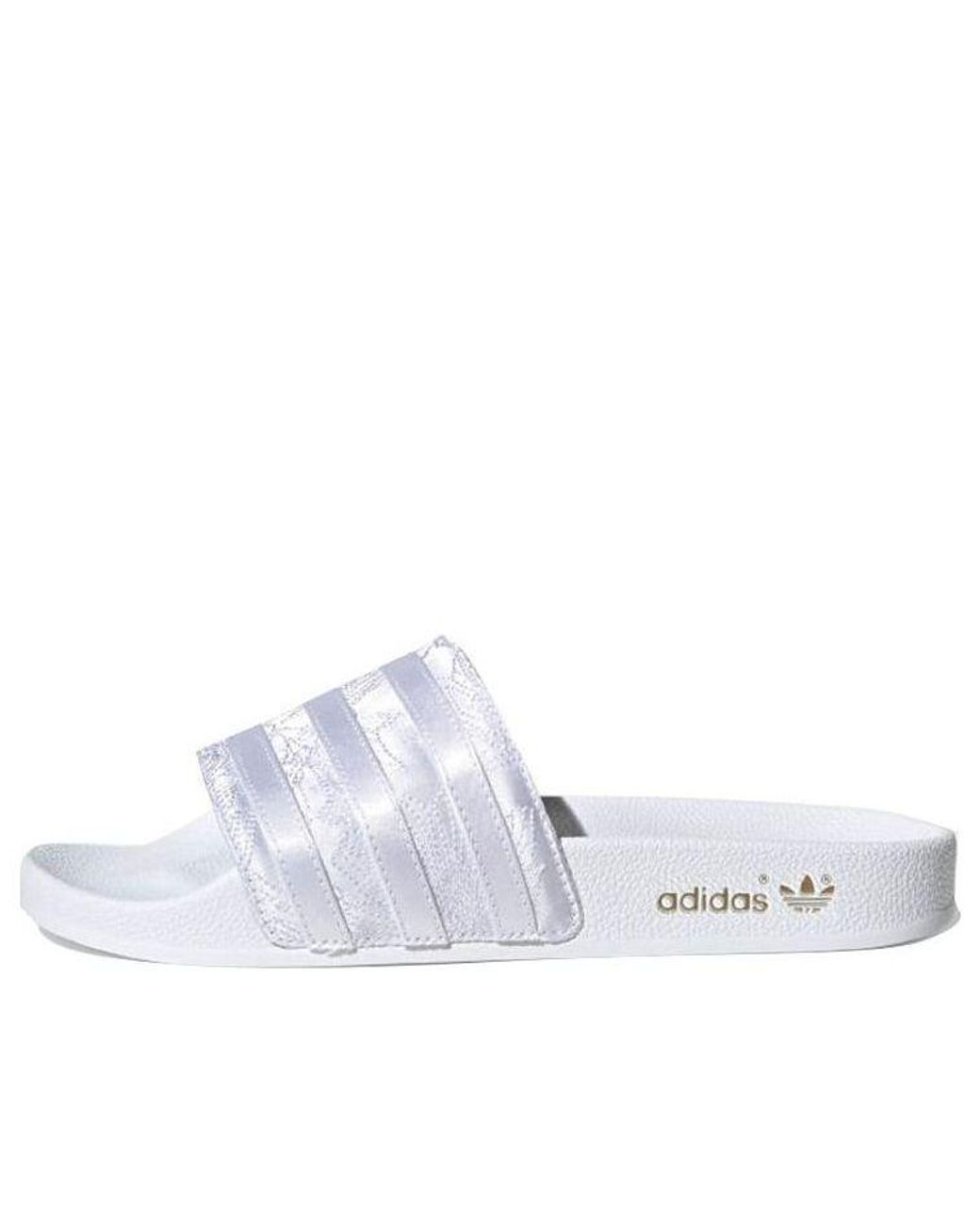 adidas Wmns Originals Adilette Satin Embroidered Slippers in White Lyst UK