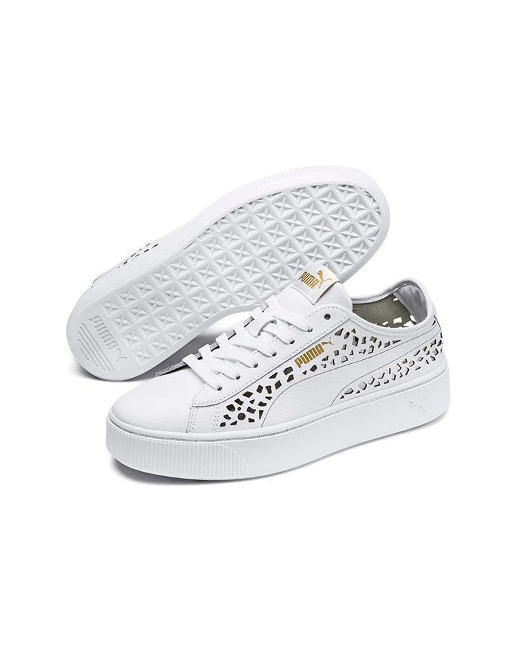 PUMA White (Wmns) Vikky Stacked Laser Cut Softfoam Sneakers