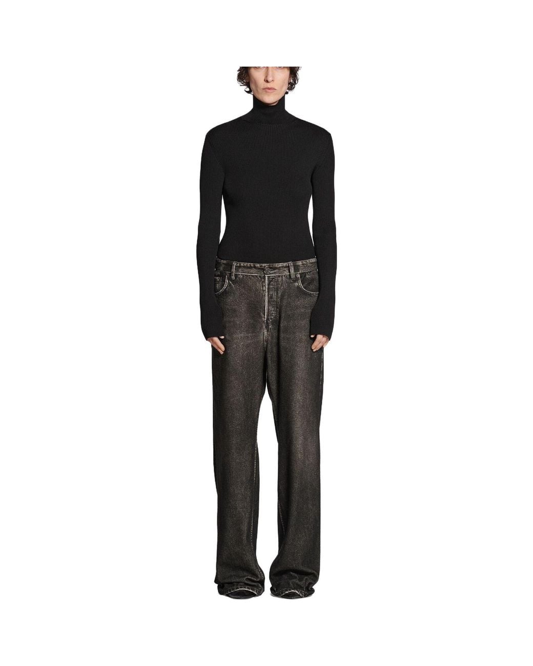 Balenciaga Gray Denim Trompe L'Oeil Pants