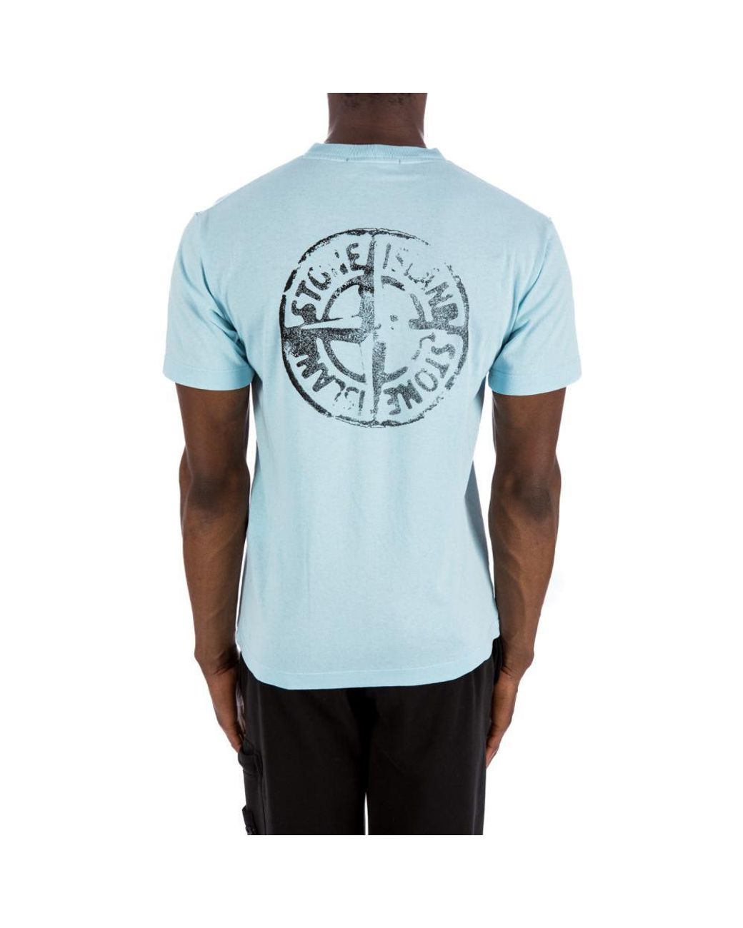 Stone Island Blue Plain Logo T-Shirt 'Light' for men